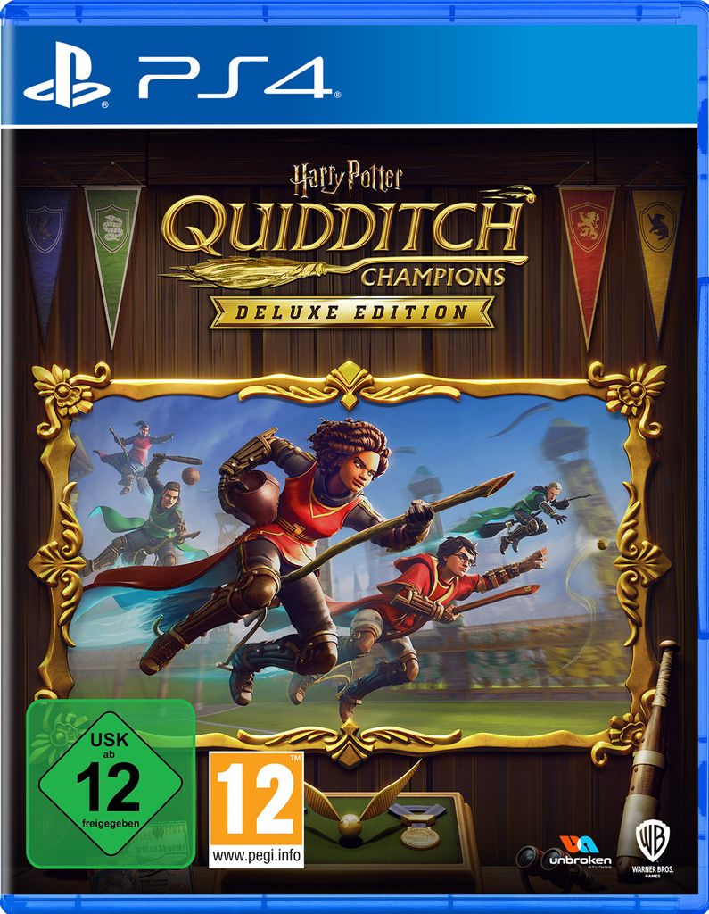 The cover art for the Harry Potter Quidditch Champions video game, Deluxe Edition, for PlayStation 4.