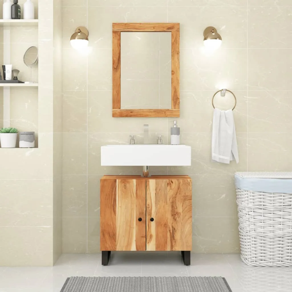 The Living Store miroir 70x50 cm en bois massif acacia et verre premium