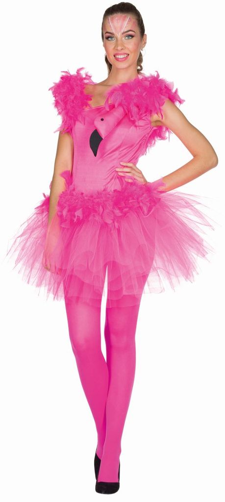 Orl Damen Kostüm Flamingo Kleid mit Kapuze Karneval Fasching 