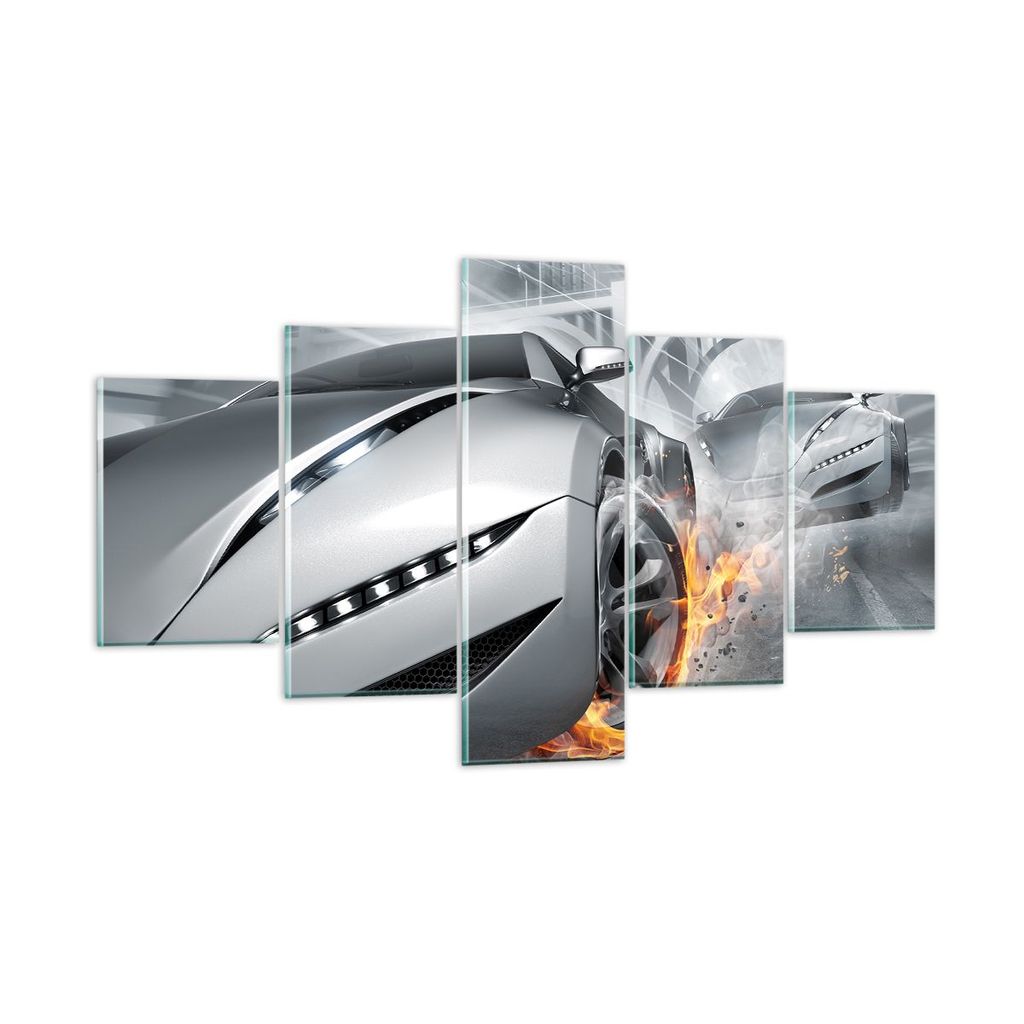 Bilder auf glas - Sportwagen Sport Rennen Geschwindigkeit - 125x70cm - Glasbilder - Wandbilder - Kunstdruck - Wanddekoration aus Glas - Glas Bilder...