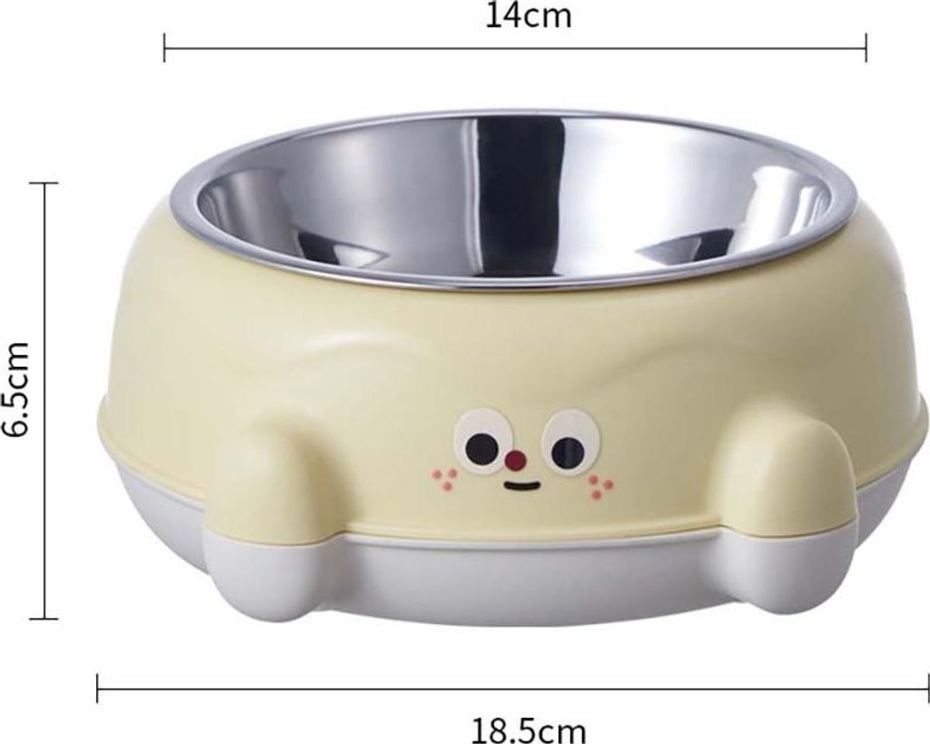 INF Niedlicher Hundenapf aus Edelstahl, rutschfest, 14x18,5x6,5cm, 1 Stück Gelb