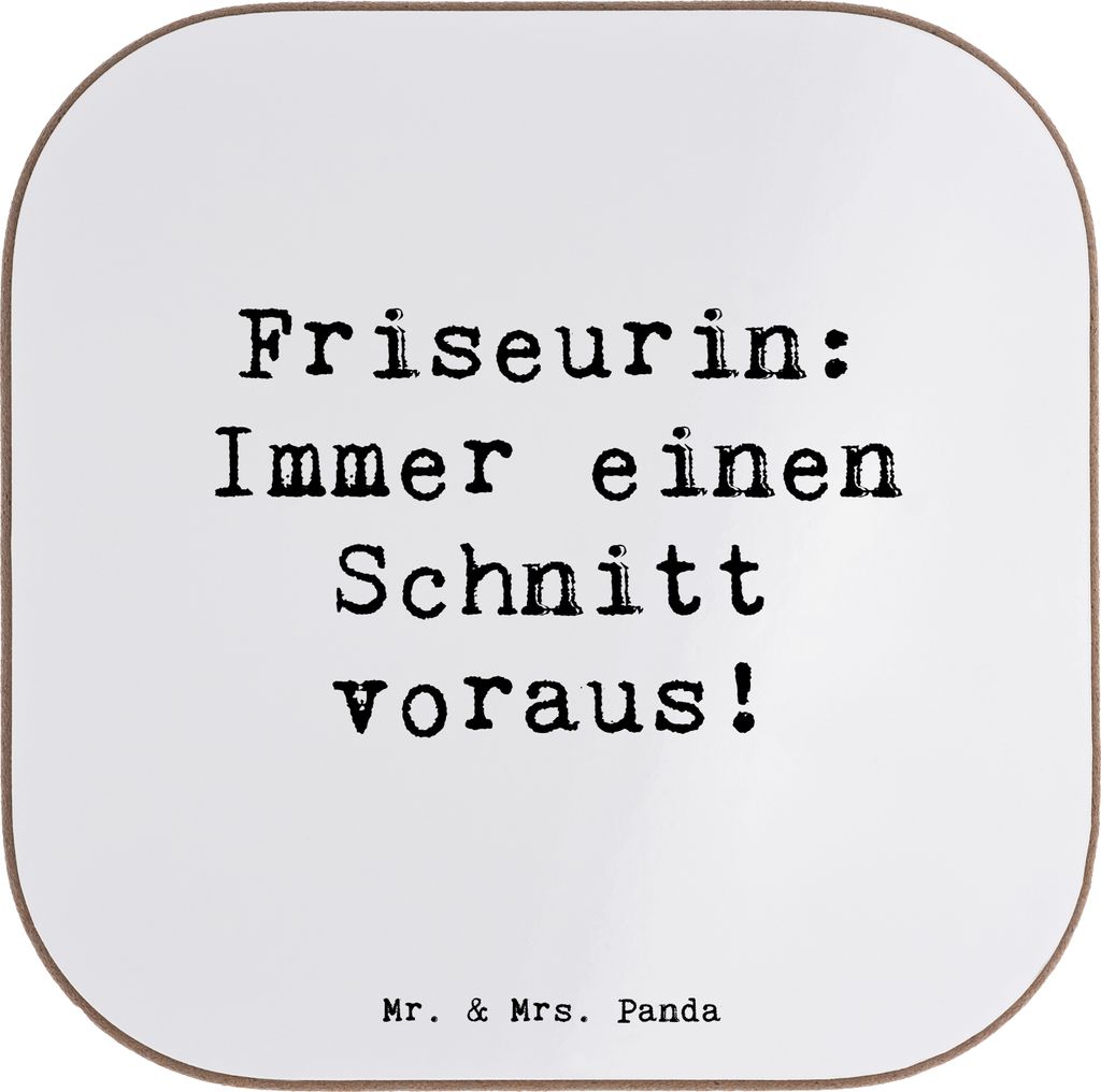 Mr. & Mrs. Panda Untersetzer für Gläser Spruch Friseurin Kunst - Weiß - Geschenk, Haare färben, Haarpflege, Flaschenuntersetzer, Tischschoner, ...