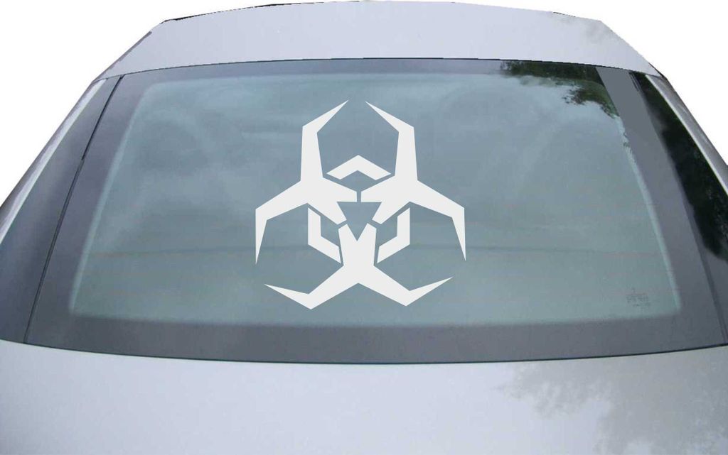 Indigos UG - Aufkleber Heckscheibe & Motorklappe DE6980 - silber - 600x600 mm - Biohazard Symbol - Auto Scheiben Fenster Heckklappe Tuning Racing J...