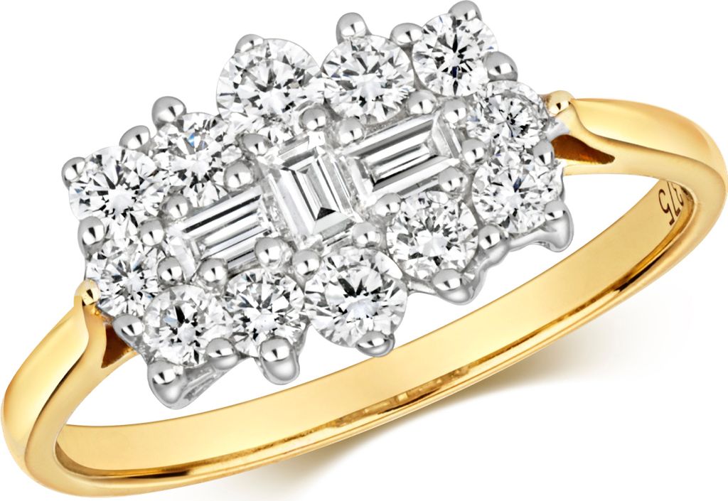 Funkelndes Feuer 9 Karat (375) Gold Diamant Damenring Brillant-Schliff 0.75 Karat G - I1 I2, 57 (18.1); TRS317629KYRSP