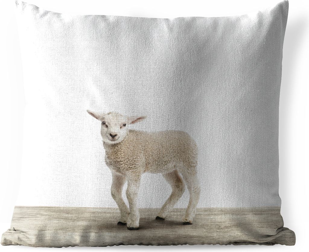 MuchoWow Outdoor Kissen - Lamm - Schaf - Tiere - Kinder - Mädchen - Jungen - 40x40 cm - Wetterfest - Lounge Kissen - Kopfkissen - Interieur - Po...