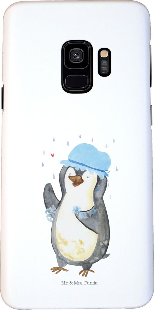 Mr. & Mrs. Panda Samsung Galaxy S9 Handyhülle Pinguin Duschen - Weiß - Geschenk, Handy Schutzhülle, Handycover, Singen, Dusche, Case, Neustart, ...