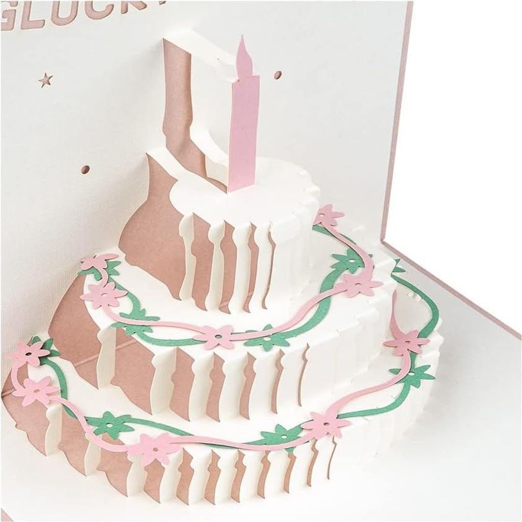 3D-Pop-up-Grußkarte - Herzlichen Glückwunsch - Geburtstagskarte - Altrosa Perlmutt - 15 cm x 15 cm - 250 g/m² - Inklusive Umschlag - Ideal für ...