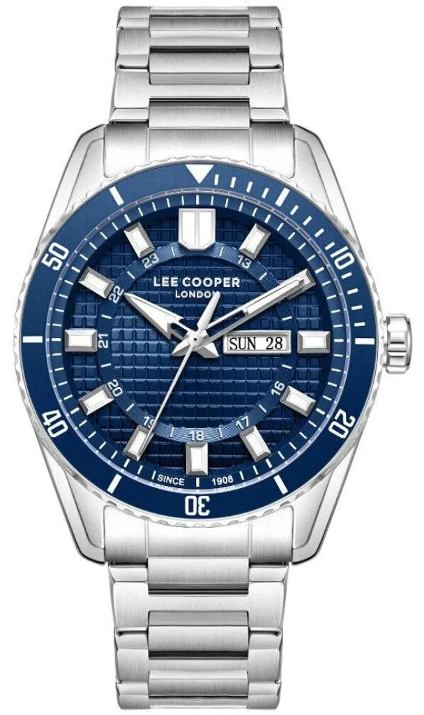 Montre analogique LC08314.390 étanche en acier inoxydable noir et bleu