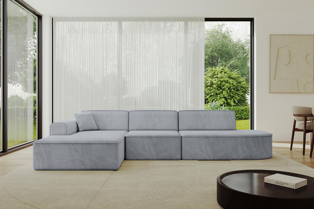 ALTDECOR Ecksofa in L-Form IREA-L2-v3 327x165x77 cm Hellgrau Corner Sofa Eckcouch Couch Wohnlandschaft Cauchsofa