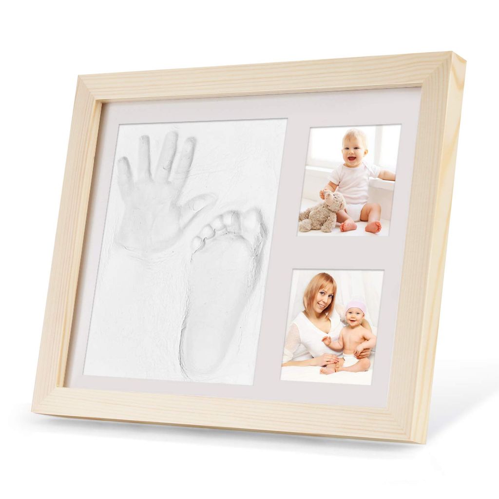 Baby Gipsabdruck Hand und Fuss Bilderrahmen mit 3d Abdruck aus Holz... 