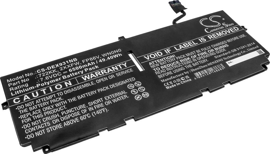 Batterie pour Dell XPS 13 9300 i5 FHD - Cellules lithium stables