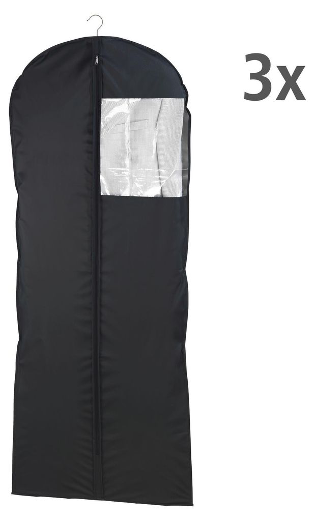 WENKO Kleidersack Mod. Deep Black 60 x 150 cm, 3er Set mit Produktbild 