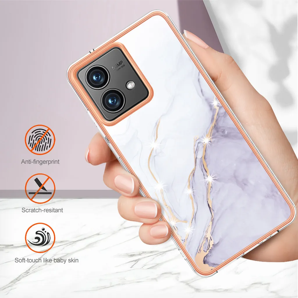 Custodia di Lusso per Motorola Moto G84: Marmo Bianco e TPU Soft