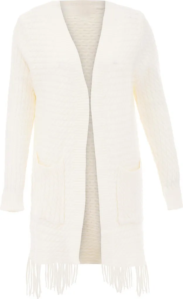 Cardigan blanc cassé Aleida - Gilet femme en maille douce taille XS/S