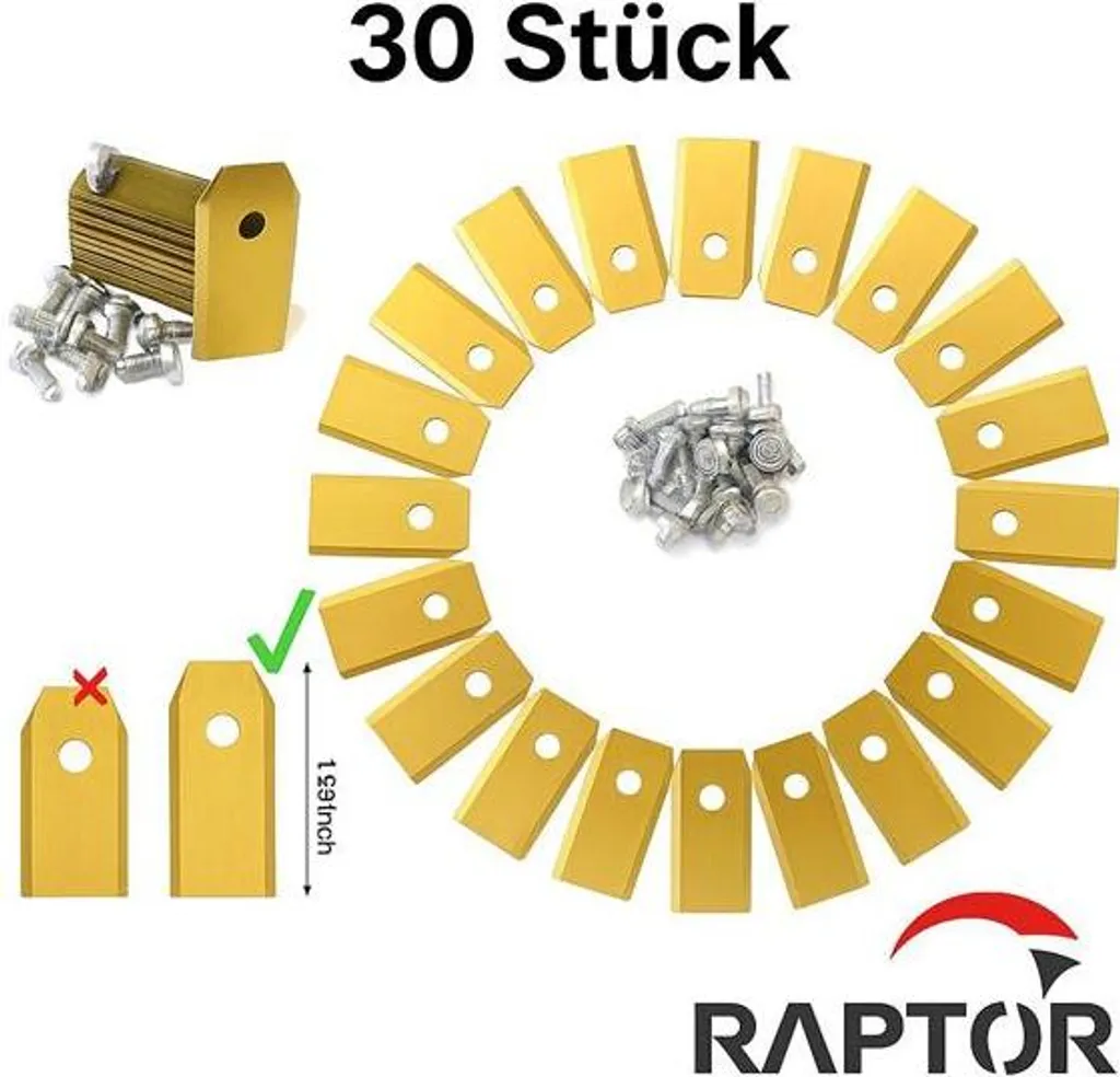 30 Lames en Titane 43mm pour Robot Husqvarna Automower et Gardena avec Vis