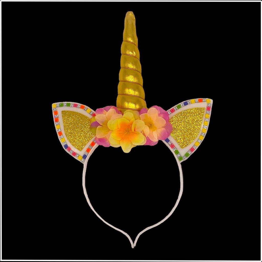 LED Einhorn Haarreif Unicorn bunt blinkend Leuchtend Kindergeburtstag Party Prinzessin Fantasie Kinderbarty Karneval mit goldenem Einhorn