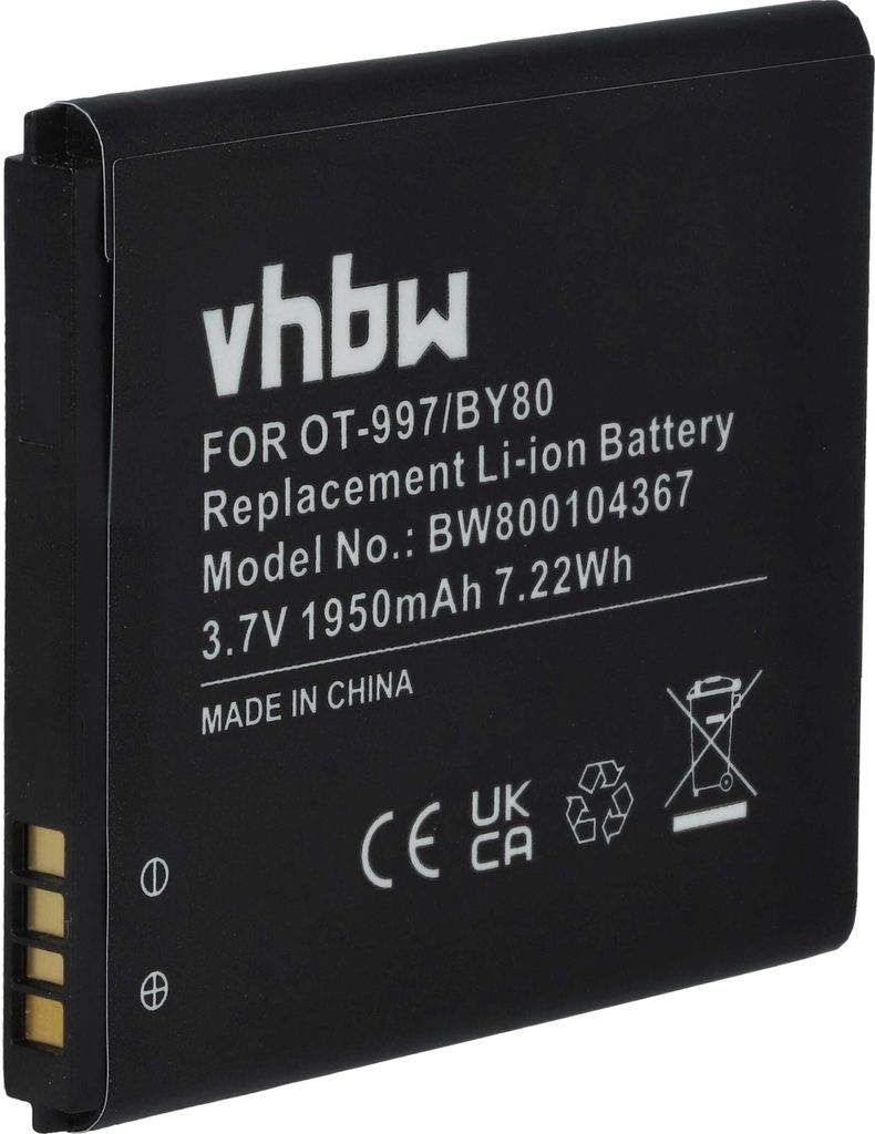 vhbw Akku Ersatz für Alcatel BY80, TLiB32E, TLiB5AF, CAB32E0002C1, CAB32E0000C1, CAB32E0000C2 für Handy Smartphone Telefon (1950 mAh, 3,7 V, Li-Ion)