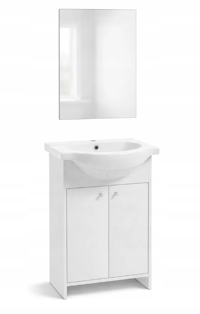 Ensemble meuble vasque sur pied et miroir blanc 85cm pour la maison