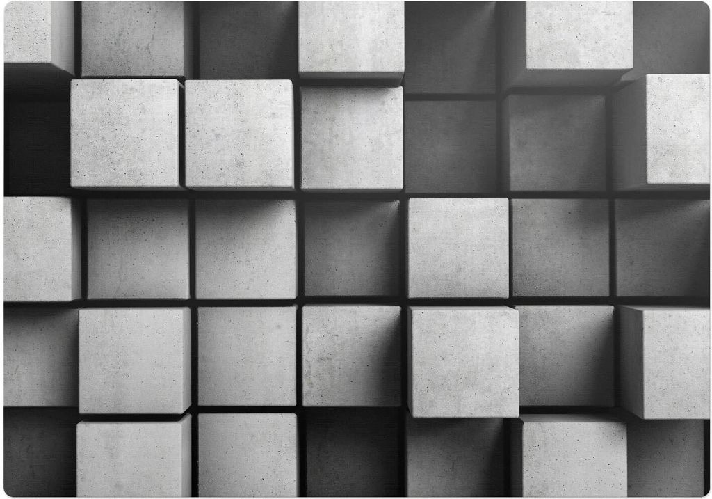 Geometrische Würfel – Bodenschutzmatte – Stuhlunterlage 100x100 cm – Rutschfest – Hartbodenmatte