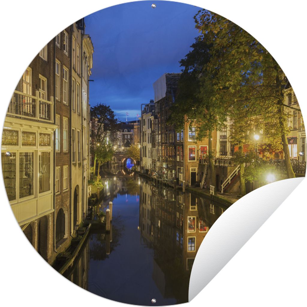 MuchoWow Gartenposter Outdoor-Poster Rund Kanal - Utrecht - Niederlande Ø 90 cm Gartendeko Rundes Poster draußen