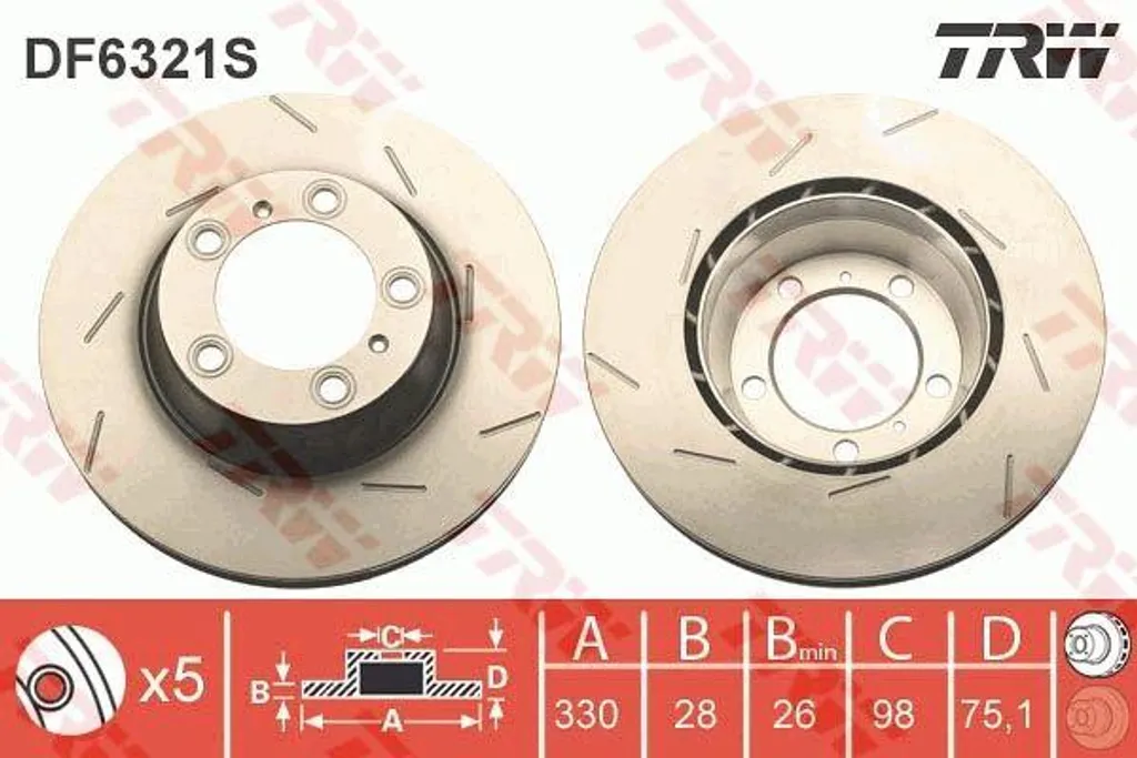 Disque de frein ventilé TRW compatible Panamera remplace 298615602A