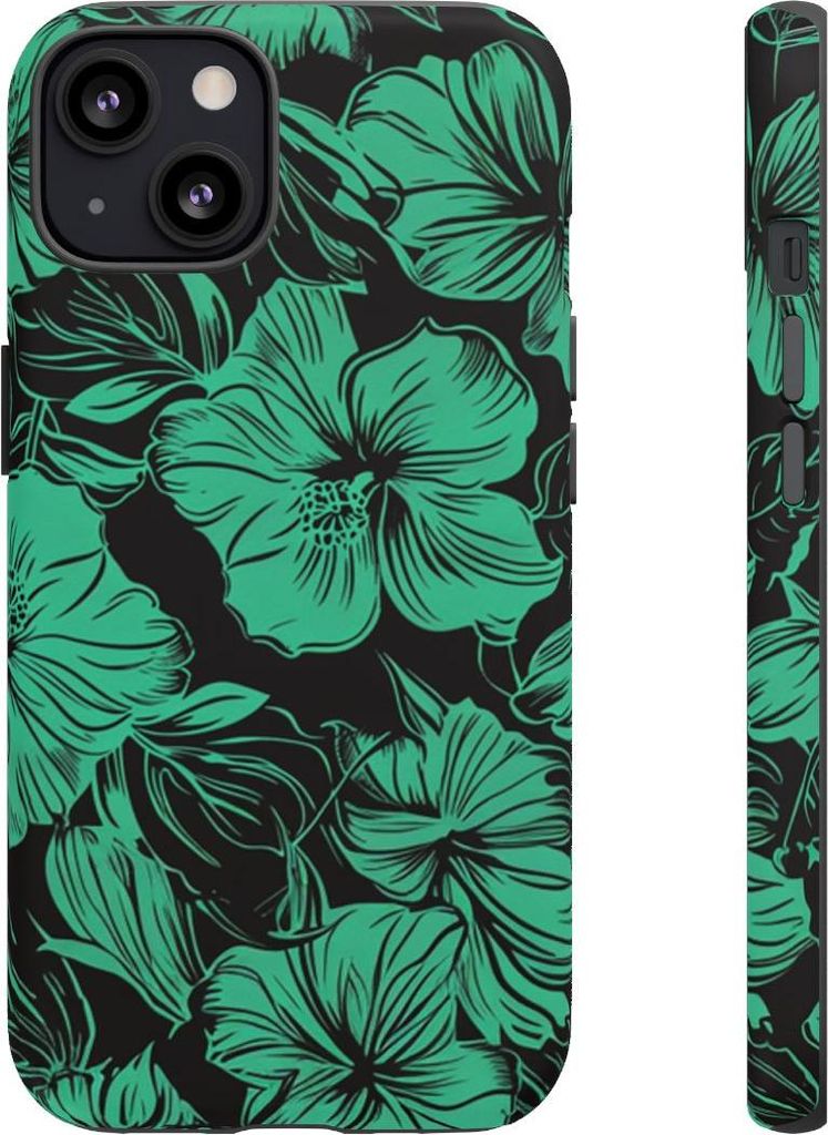 Grünes Hawaii-Blumenmuster – Hülle Kompatibel mit iPhone 13