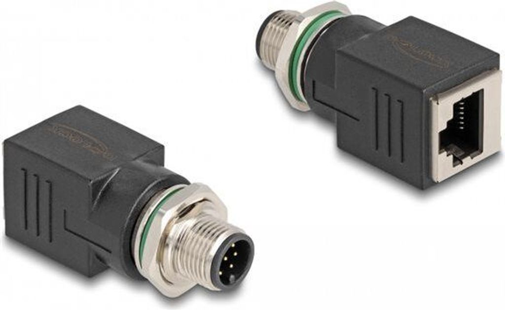DELOCK M12 Adapter A-kodiert 8 Pin Stecker zu RJ45 Bu gerade