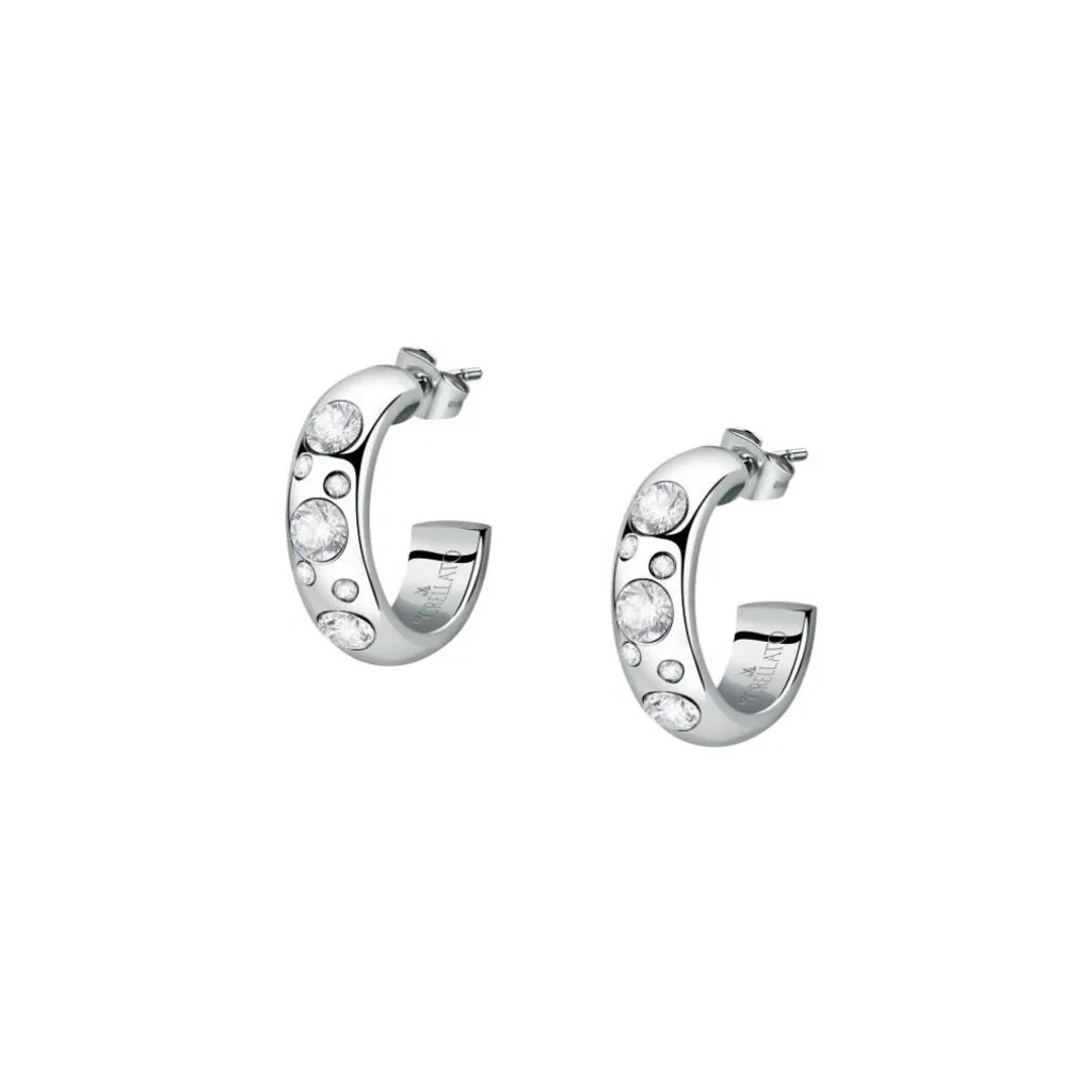 Boucles d'oreilles rondes Poetica SAUZ20 en acier et cristaux brillants