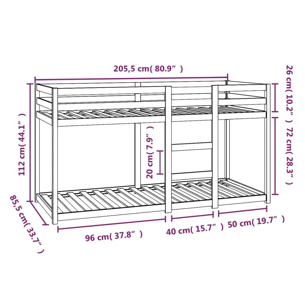 Łóżko piętrowe 80x200 cm lite drewno sosnowe Zdjęcie produktu 8