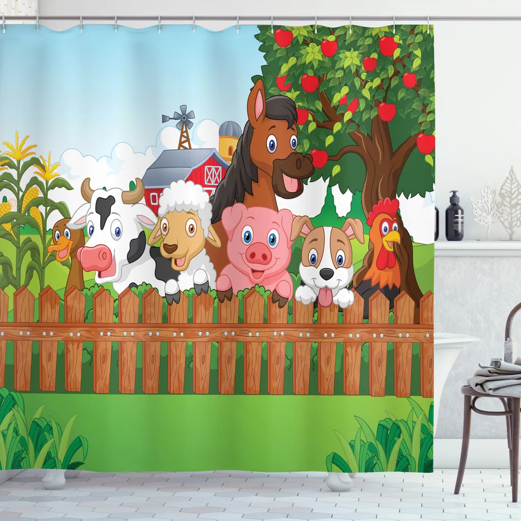 Arredo Bagno ABAKUHAUS Tenda Doccia Mascotte Fattoria 175x180 Multicolore