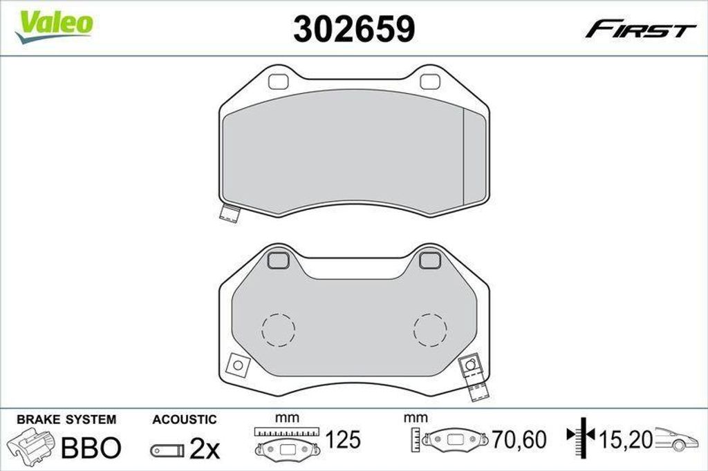 VALEO Bremsbelagsatz, Scheibenbremse FIRST Vorne 302659