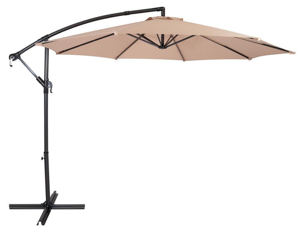 Ausleger-Sonnenschirm 3m – Beige Hängender Ampelschirm Bananenschirm Garten Terrasse Sonnenschutz Schirmdach Außenbereich Parasol UV-Schutz Kur...
