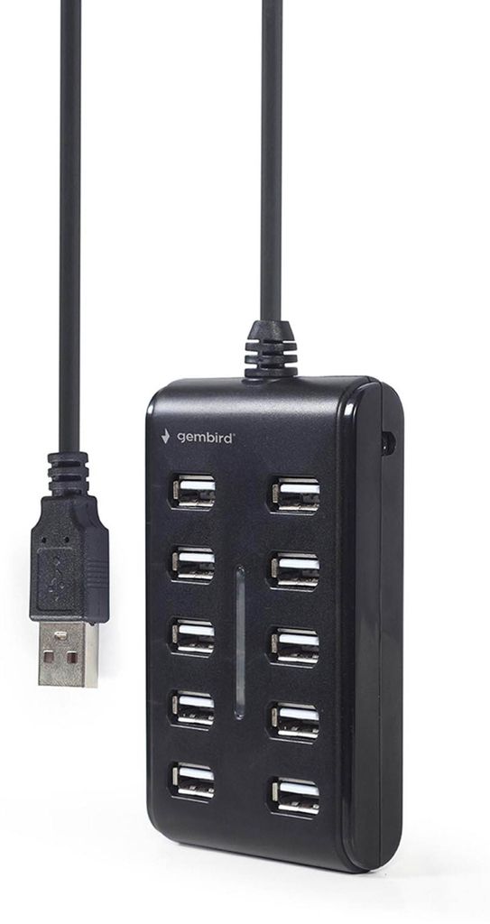 Gembird 10-Port USB 2.0 Hub in Schwarz - Kompaktes Produktbild 