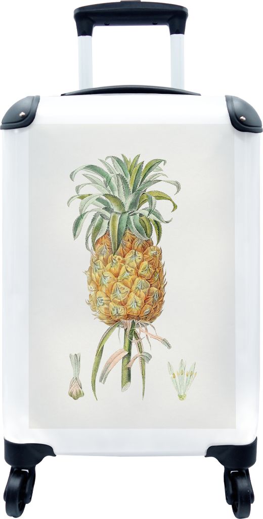 MuchoWow MuchoWow Koffer Handgepäck Trolley Rollkoffer Kleine Reisekoffer mit 4 Rollen - Ananas - Weinlese - Obst - Cabin Size < 55x40x23 cm &...