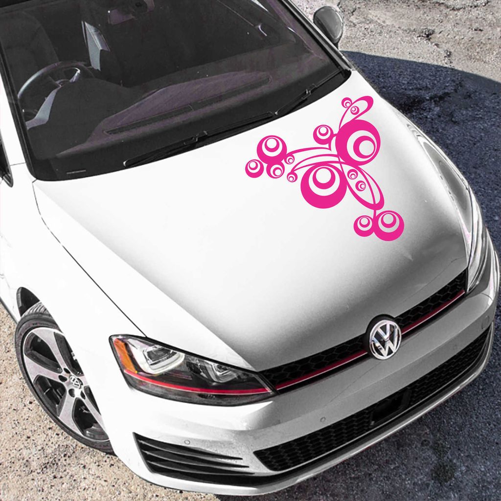 Aufkleber - Autoaufkleber "Retro Swirl" 60cm x 56cm pink - Tuning Carystyling Heckscheibe Auto