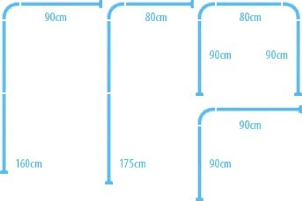 Tringle de douche d'angle grande largeur 200 cm sans support plafond - 2
