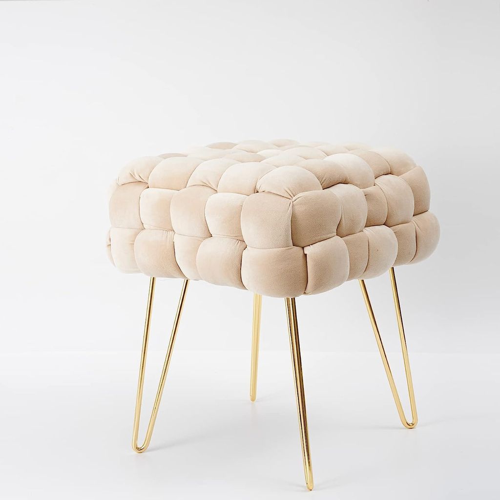 Theo&Cleo Moderner Velvet Kosmetik Hocker, Quadratisch Produktbild 5