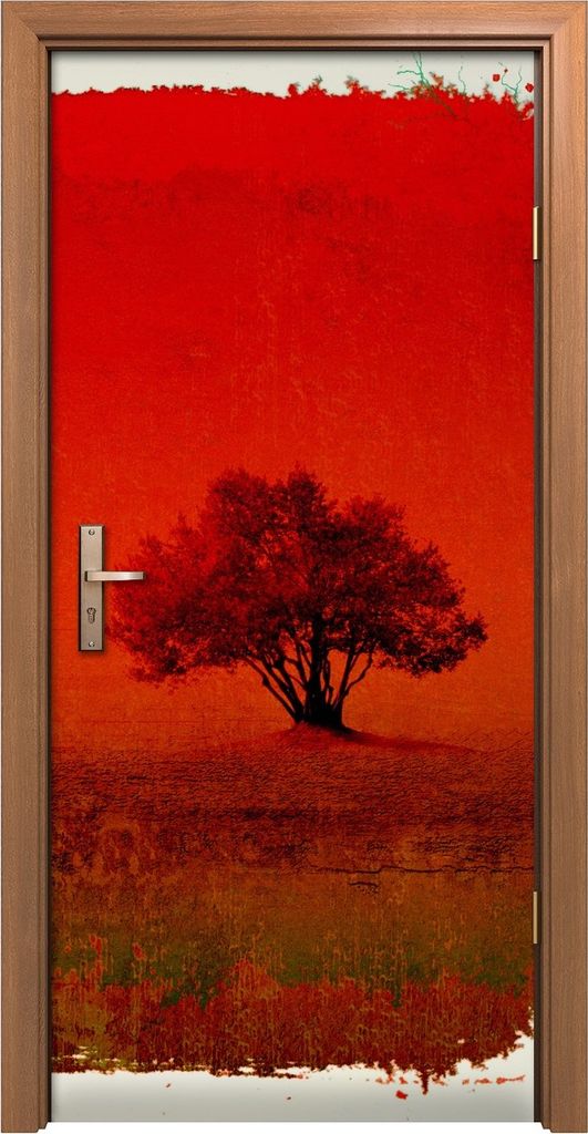 Türposter 90x200 cm Türaufkleber Türtapete Türfolie Klebefolie Kunst Roter mit Olivenbaum