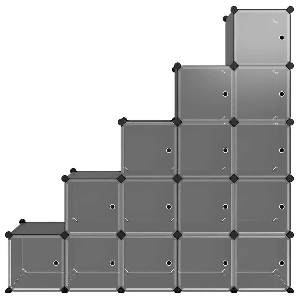 Étagère modulable 15 compartiments pour vêtements et chaussures Noir en PP - 3