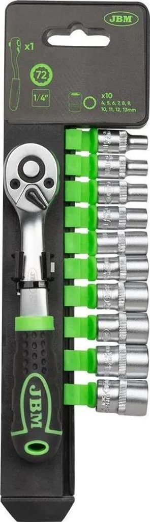 Jbm 54031 1/4 ́ ́ 4-13 Mm Steckschlüsselsatz Und Ratschenwerkzeugsatz 11 Stücke Silber Silber One Size
