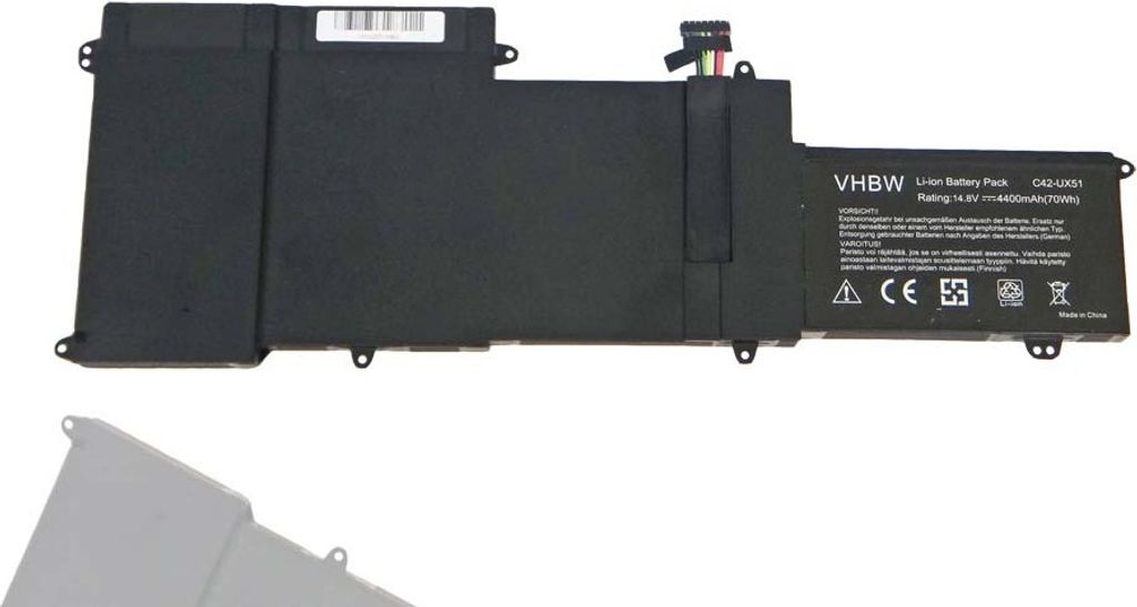 vhbw Akku kompatibel mit Asus ZenBook U500VZ-CN032H, U500VZ, UX51VZ, UX51, UX51VZA, UX51VZ-CM042P Notebook (4750 mAh, 14,8 V, Li-Polymer)