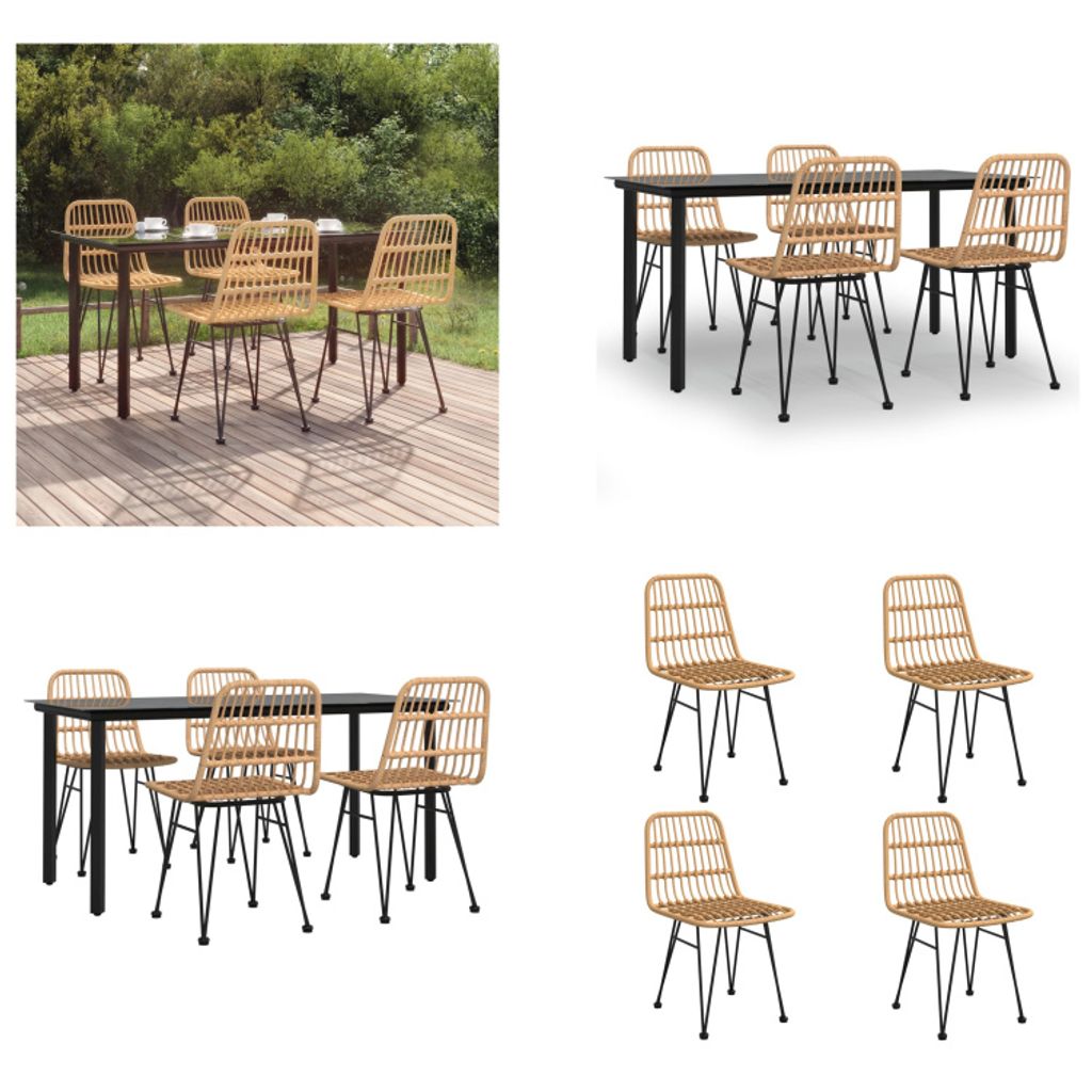 vidaXL 5 tlg. Garten Essgruppe Poly Rattan - Garten Essgruppe - Garten Essgruppe - Essgruppe Terrasse - Outdoor Essgruppe