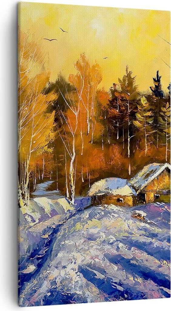 Bild auf Leinwand - Leinwandbild - Winter Wald Wiese - Produktbild 