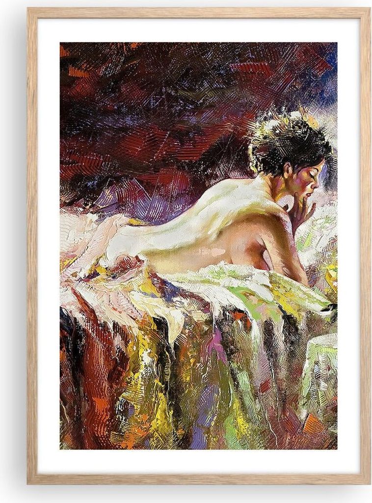 Gerahmtes Poster - Rahmen in heller Eiche - Frau Modell - 50x70 cm - Wand Bild - Wanddeko - Wandbilder - Kunstposter - Wandposter - Bilderrahmen - ...
