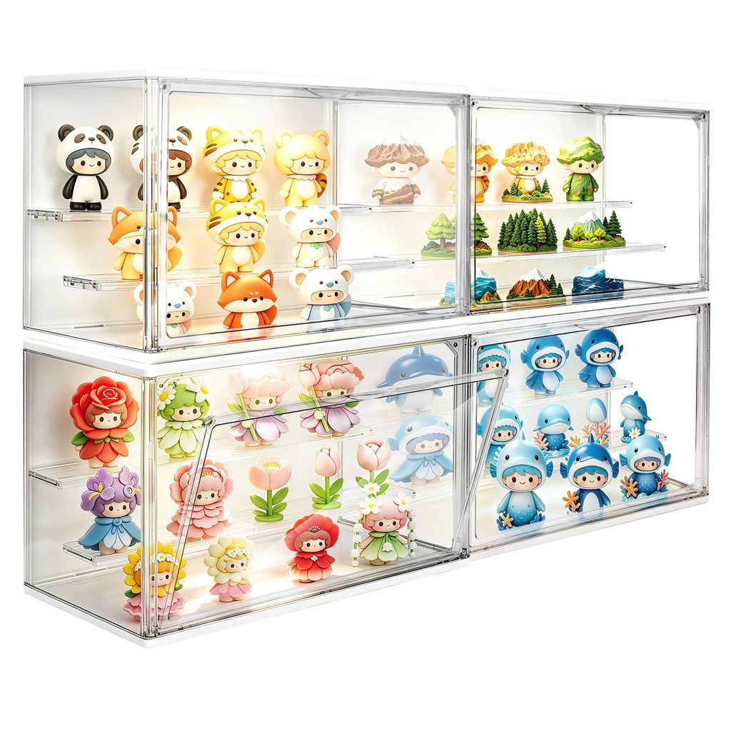 LED Acryl Vitrine 36×22×18cm, 3 Ebenen Transparente Produktbild 