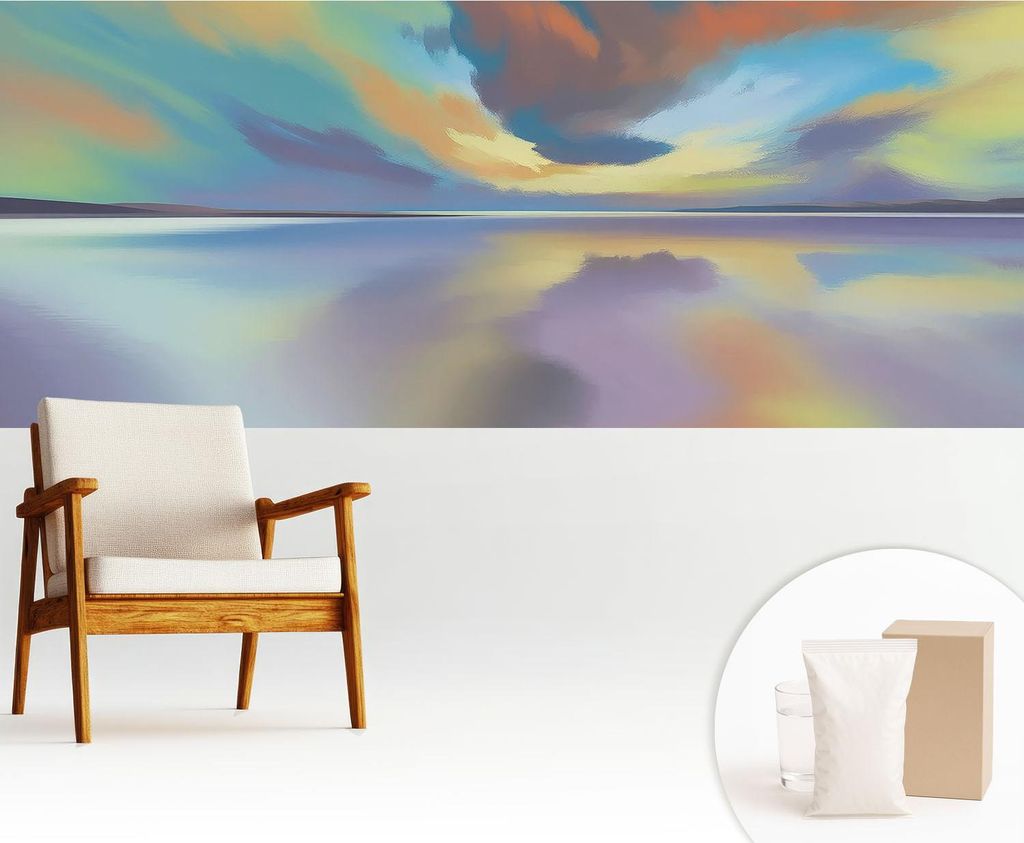 Fototapete - 250x104 cm - Tapete - Wandtapete - Wandbilder - Dekofolie - Tapete Folie - Wand - Dekoration - Wohnzimmer - Regenbogen-Sonnenuntergang