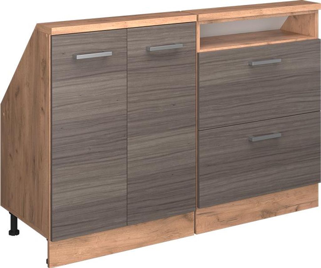 Küchenschrank für Dachschrägen Vicco R-Line Edelgrau 120 cm 2er Set, Model 58109