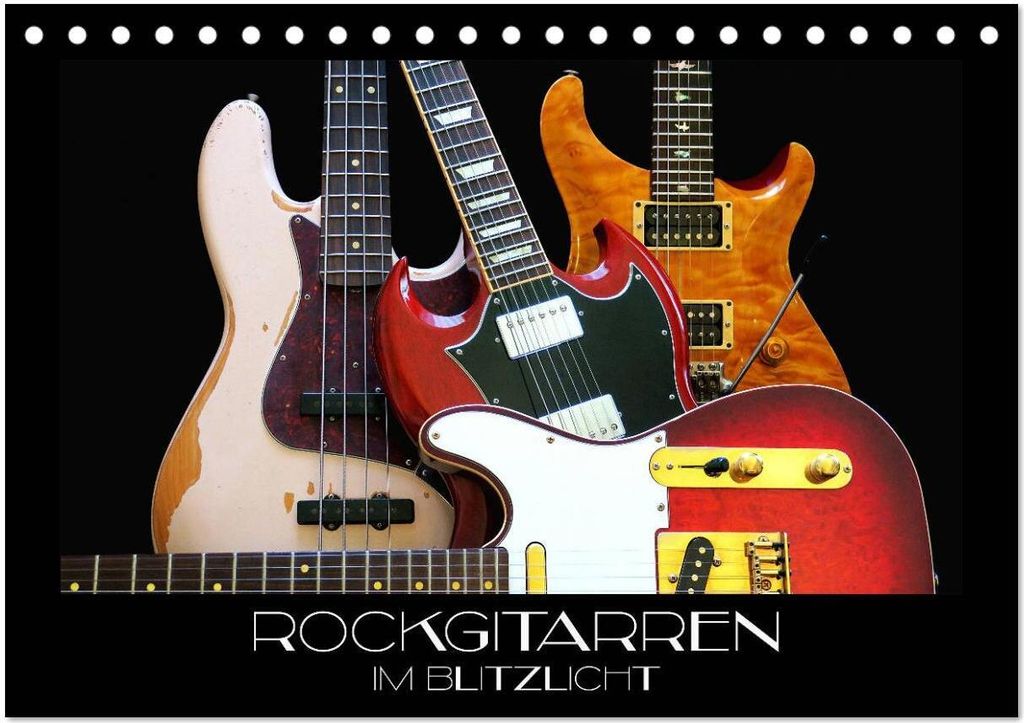 Rockgitarren im Blitzlicht (Tischkalender 2026 DIN A5 quer), CALVENDO Monatskalender
