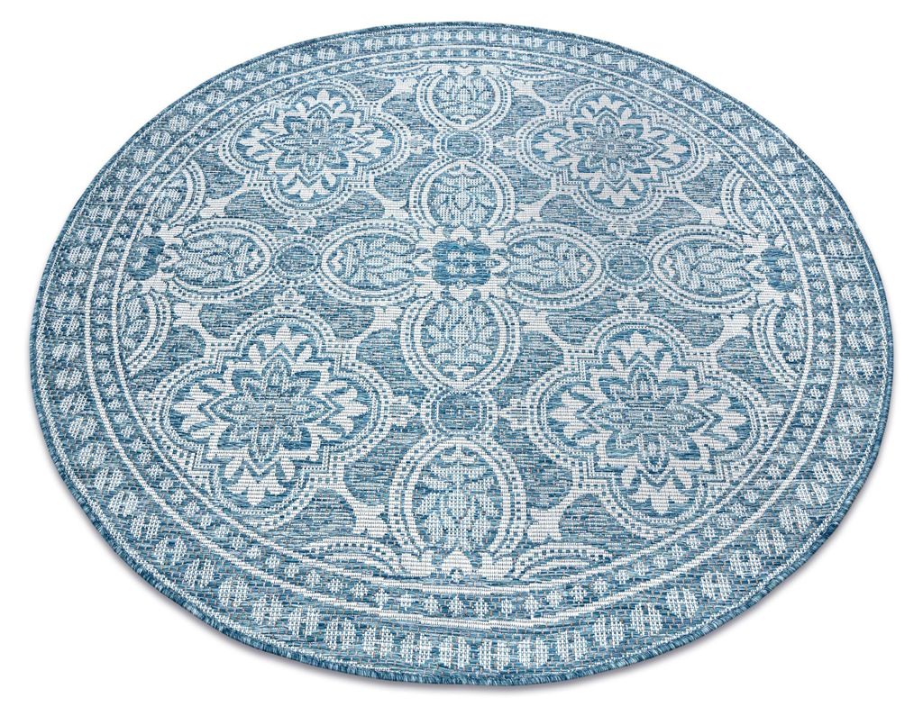 Teppich SISAL LOFT 21193 BOHO Kreis elfenbein/silber/blau beige rund 160 cm