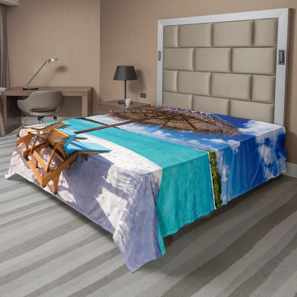 Grand drap plat décoratif thème Lune de Miel aux Maldives 260 cm